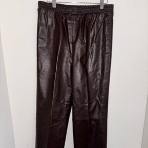 VINTAGE WEST BAY SPORT LEATHERS PANTS women 10 BROWN western goth medium wide